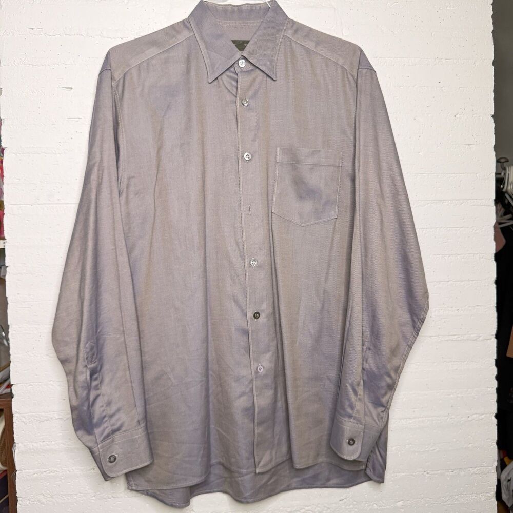 Ermenegildo Zegna 2-Tone Jacquard Knit L/S Dress Shirt Corporate Quiet Luxury